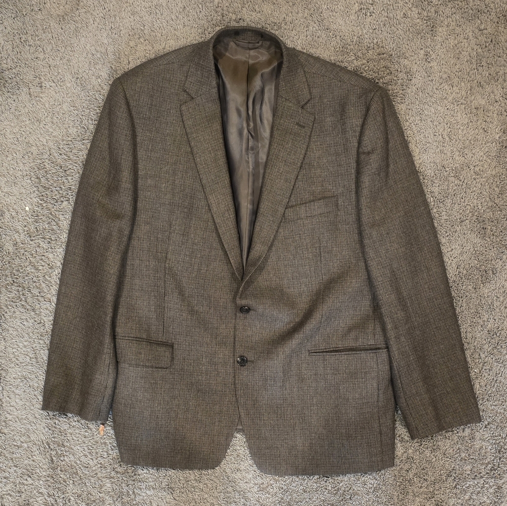 Ralph Lauren Tweed Blazer Sport Coat Jacket Mens 48R Brown Lambswool 2 Button
